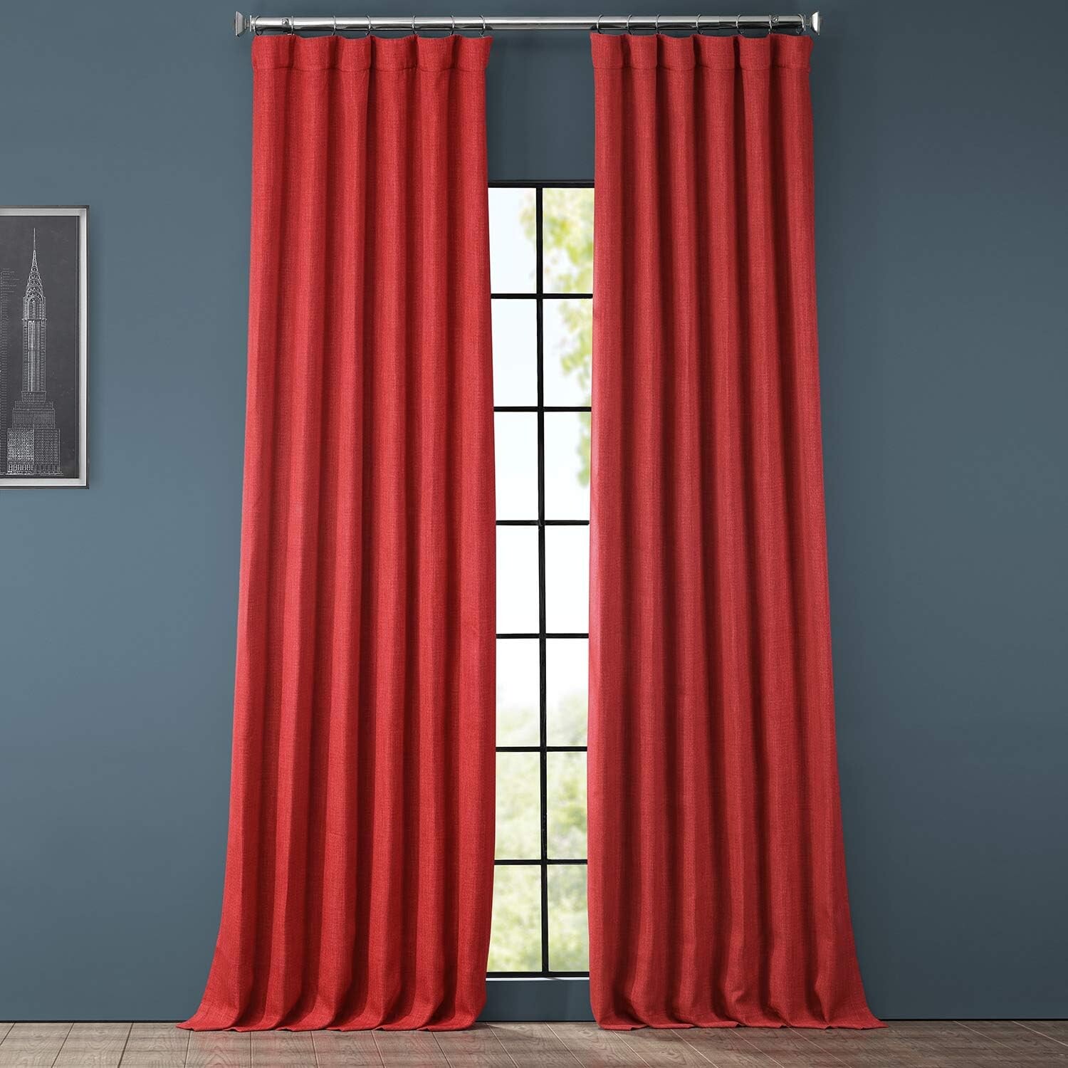 

Шторы HPD Half Price Drapes Faux Linen Room Darkening Curtains, 127x274 см, оранжево-красный
