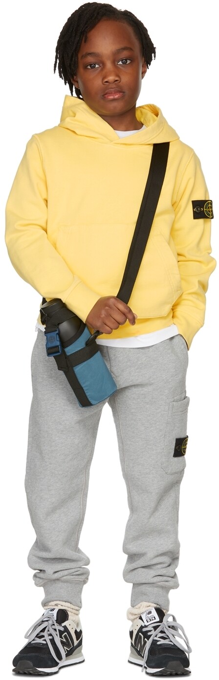 

Детская желтая классическая толстовка с капюшоном Stone Island Junior