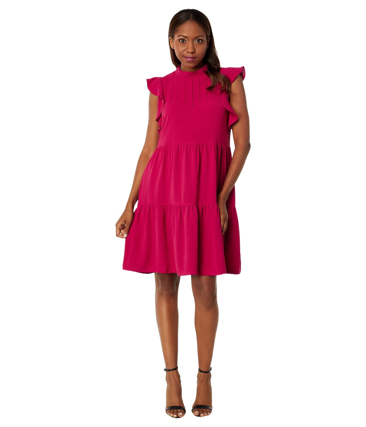 

Платье London Times, Mock Neck Tucked Tiered Dress