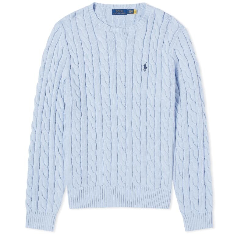 Джемпер Polo Ralph Lauren Cotton Cable Crew, голубой джемпер косой вязки для девочек с вышитым логотипом polo ralph lauren цвет nvy wht