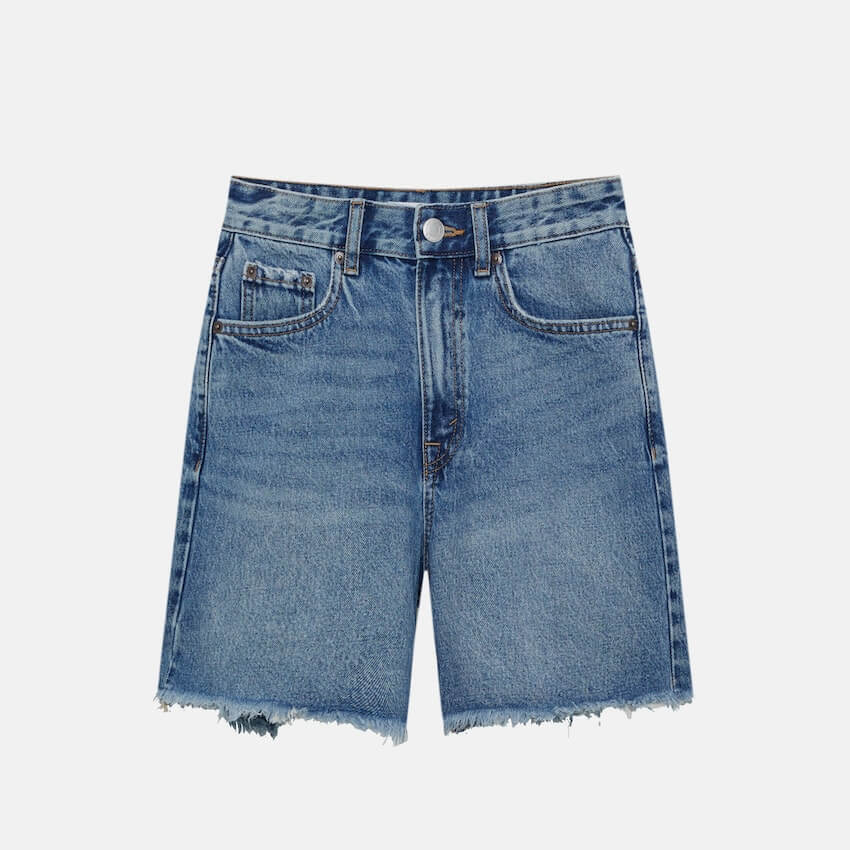 Шорты Pull&Bear Denim Bermuda, синий джинсовые шорты pull