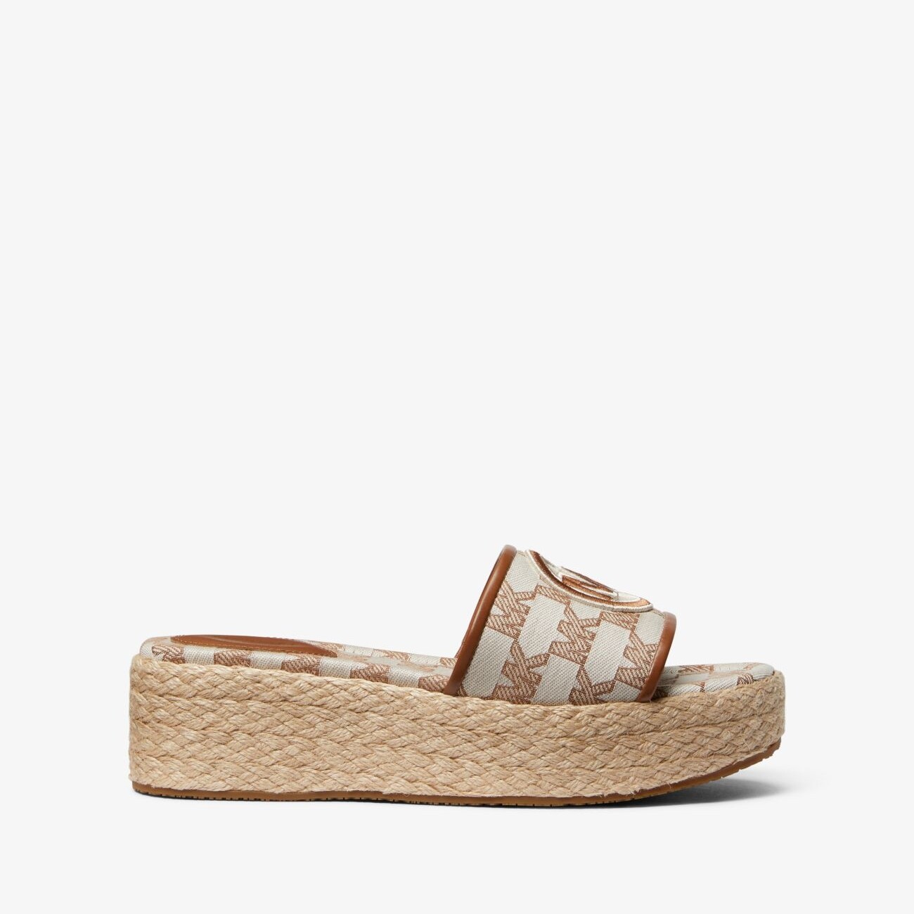 

Сандалии Michael Michael Kors Sadler Logo Jacquard and Jute Wedge, бежевый