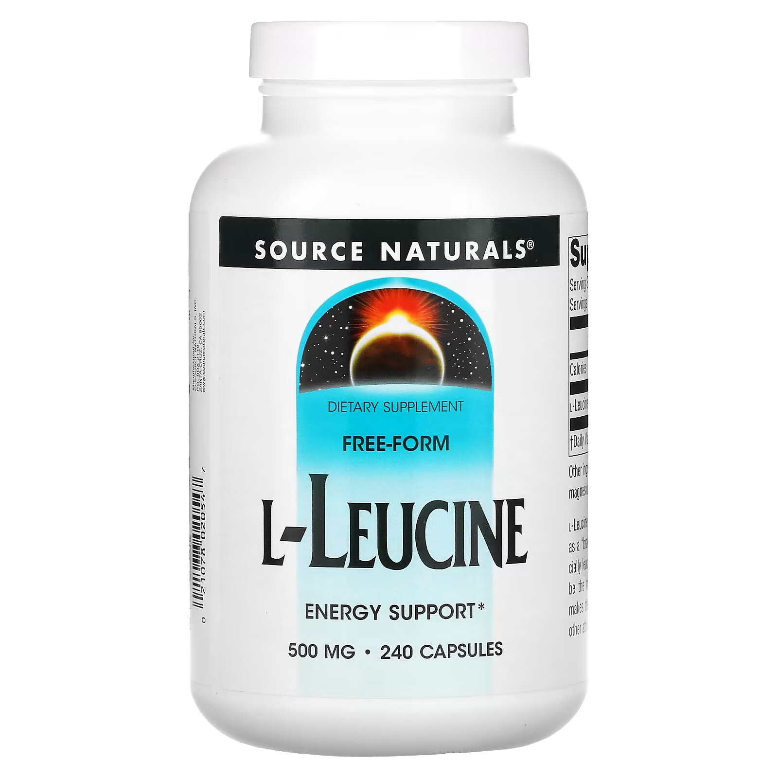 Source Naturals, L-лейцин, 500 мг, 240 капсул source naturals панкреатин 8x 500 мг 100 капсул