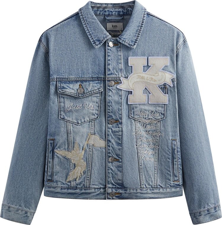 

Куртка Kith Embroidered Centre Denim Jacket 'Light Indigo', синий