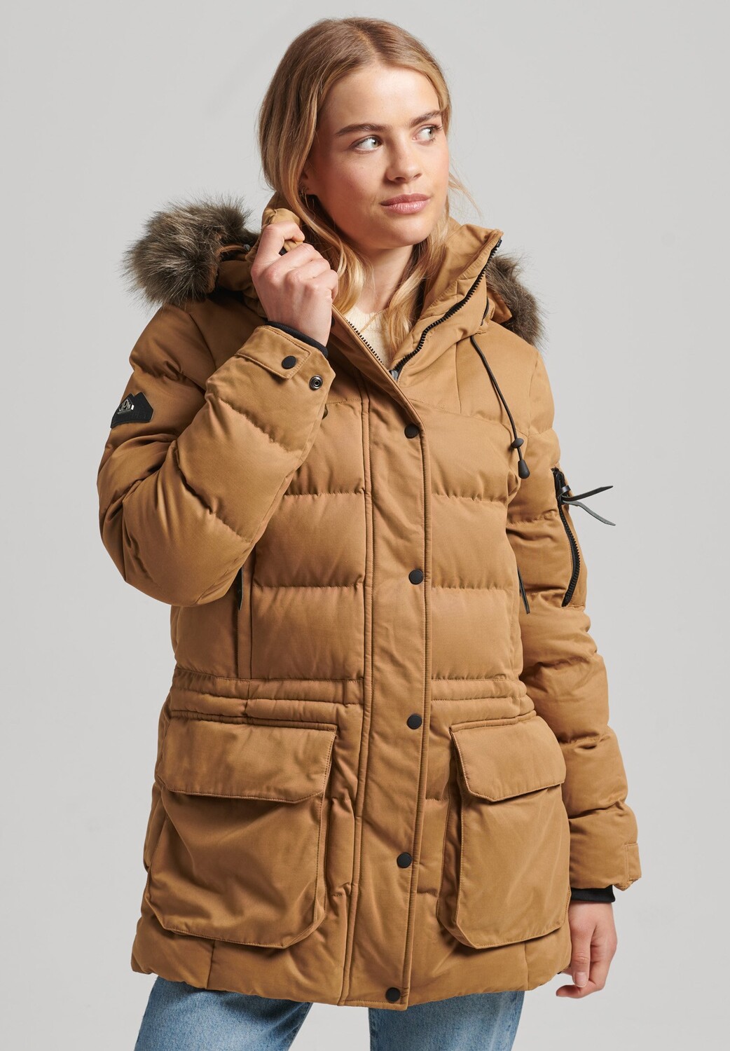 

Пальто зимнее Superdry, песочный, Бежевый