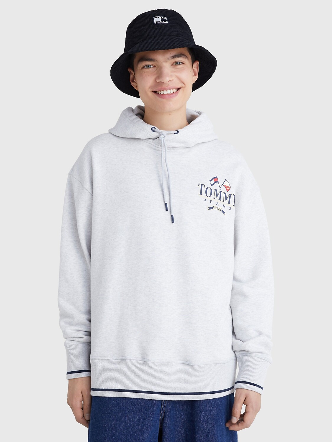 

Толстовка с капюшоном modern prep back logo skater Tommy Hilfiger, серебристо-серый вереск