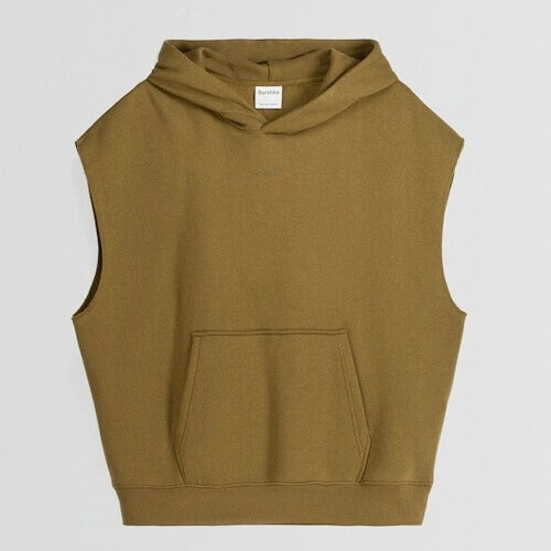 

Жилет с капюшоном Bershka Plush Boxy Fit, хаки