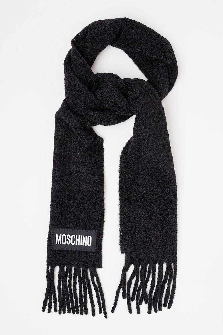 

Пушистый шерстяной шарф Moschino, черный