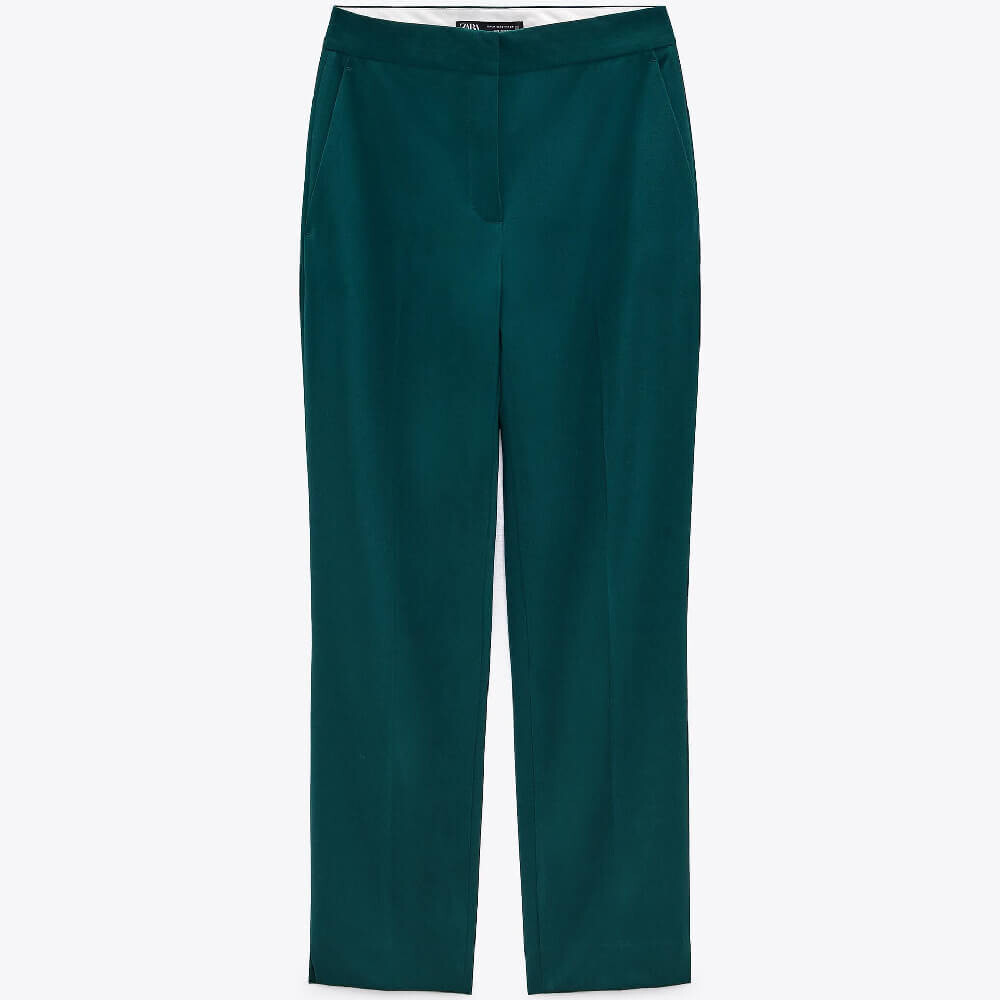 

Брюки Zara Cropped, темно-зеленый