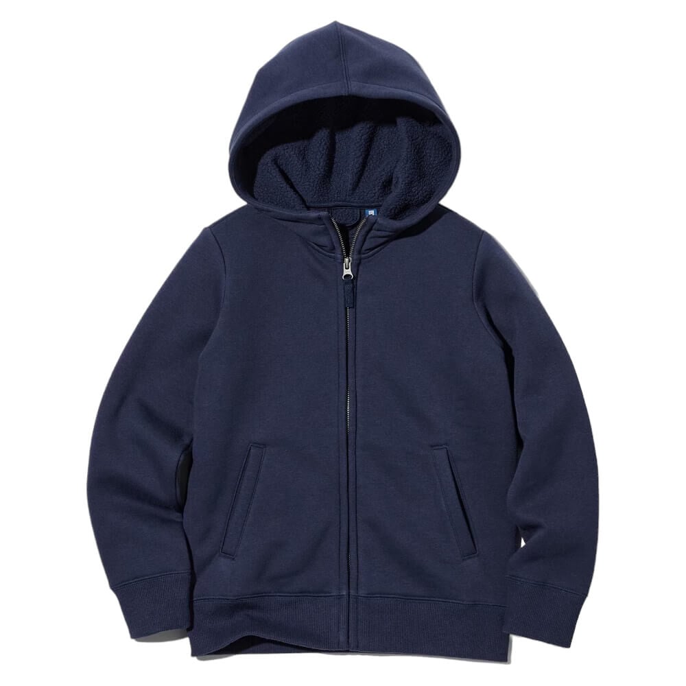 

Толстовка Uniqlo Kids Pile Lined Zipped Hooded, темно-синий