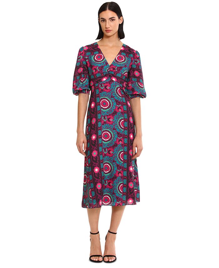 Женское платье миди с рукавом 3/4 со сборками Donna Morgan, фиолетовый