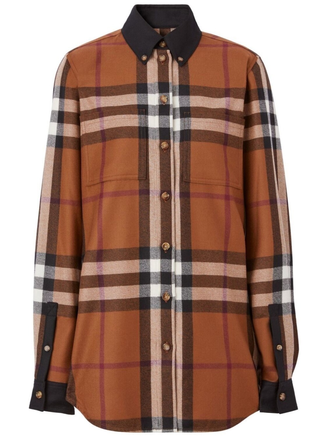 

Burberry клетчатая рубашка с контрастной окантовкой, коричневый