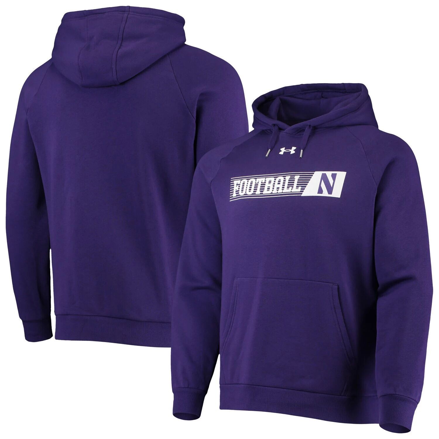 

Мужской пуловер с капюшоном Under Armour Purple Northwestern Wildcats 2021 Sideline Football на весь день реглан