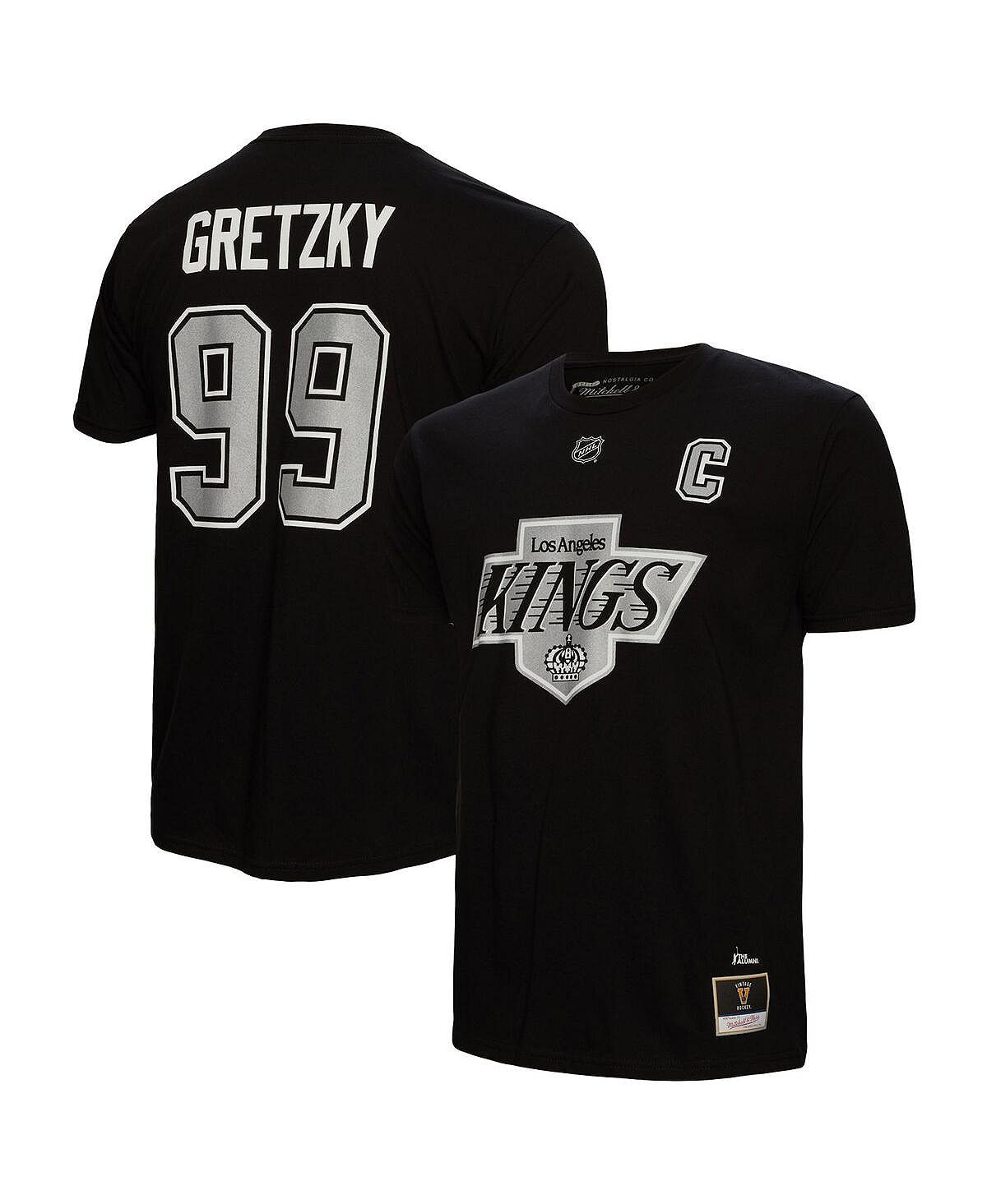 цена Мужская черная футболка с именем и номером Wayne Gretzky Los Angeles Kings Mitchell & Ness