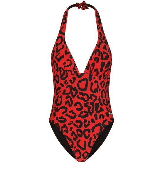 

Сплошной купальник с леопардовым принтом и глубоким вырезом Dolce & Gabbana