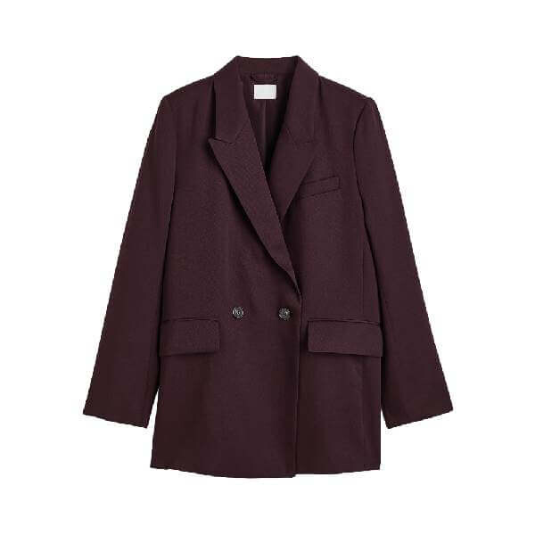 

Пиджак двубортный H&M Double-breasted Jacket, темно-бордовый