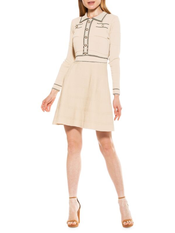 

Расклешенное трикотажное платье bianca с воротником Alexia Admor Beige black