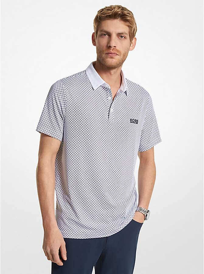 

Футболка-поло Michael Kors Golf Printed Stretch Jersey Polo, белый