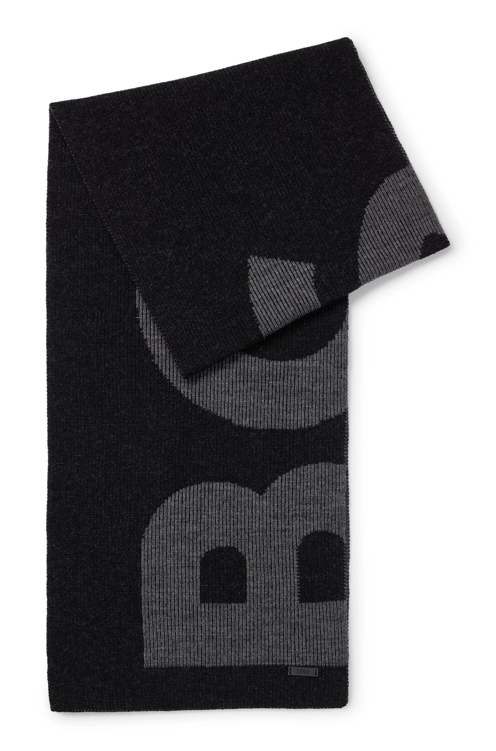 

Шарф Boss Pure-wool With Structured Logo, черный