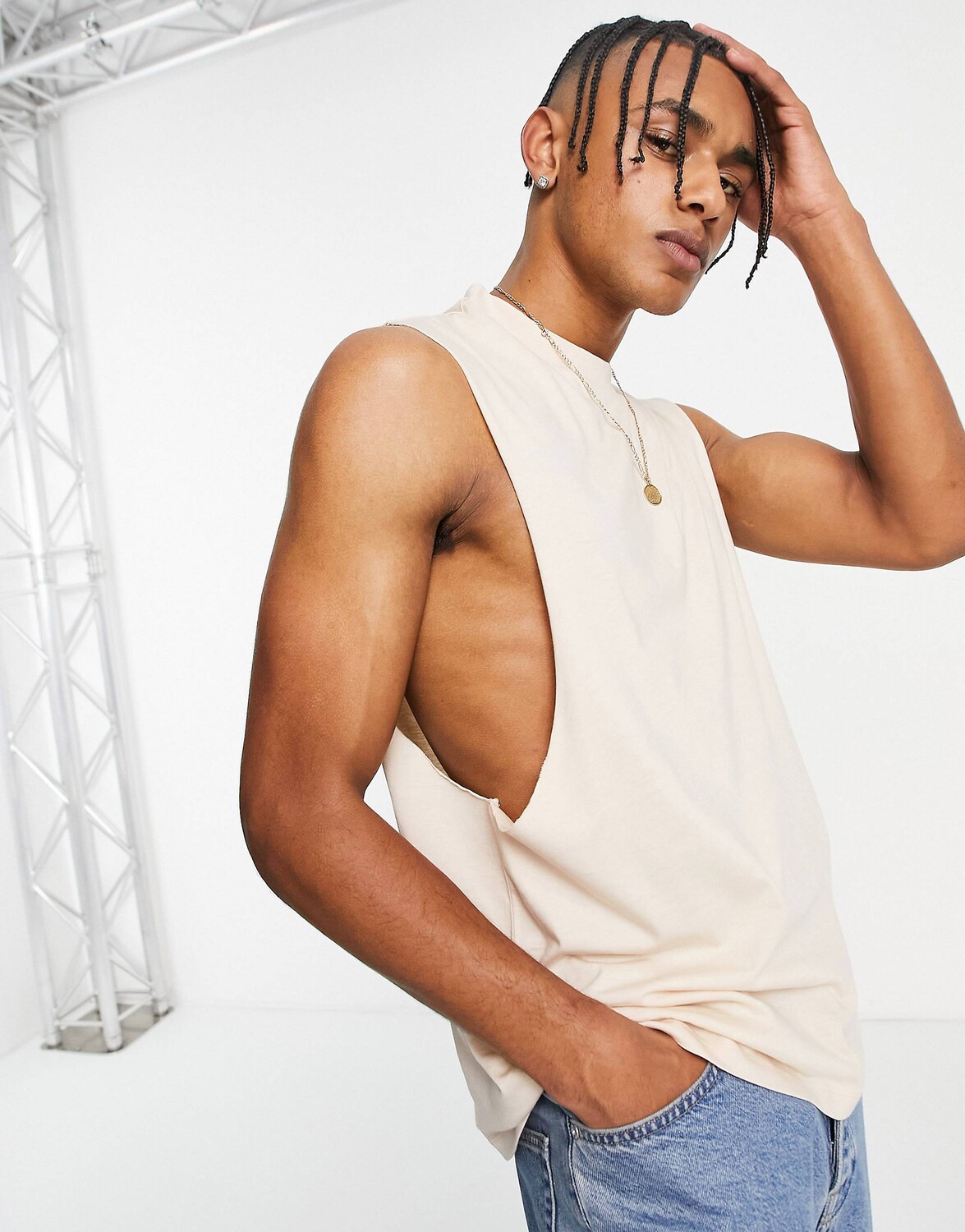 

Бежевый жилет свободного кроя ASOS DESIGN