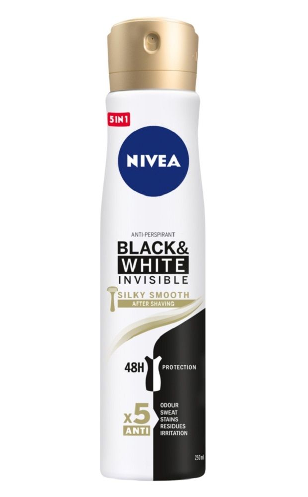 Nivea Black&White Invisible Silky Smooth антиперспирант для женщин, 250 ml антиперспирант стик nivea black and white invisible clear 50 мл