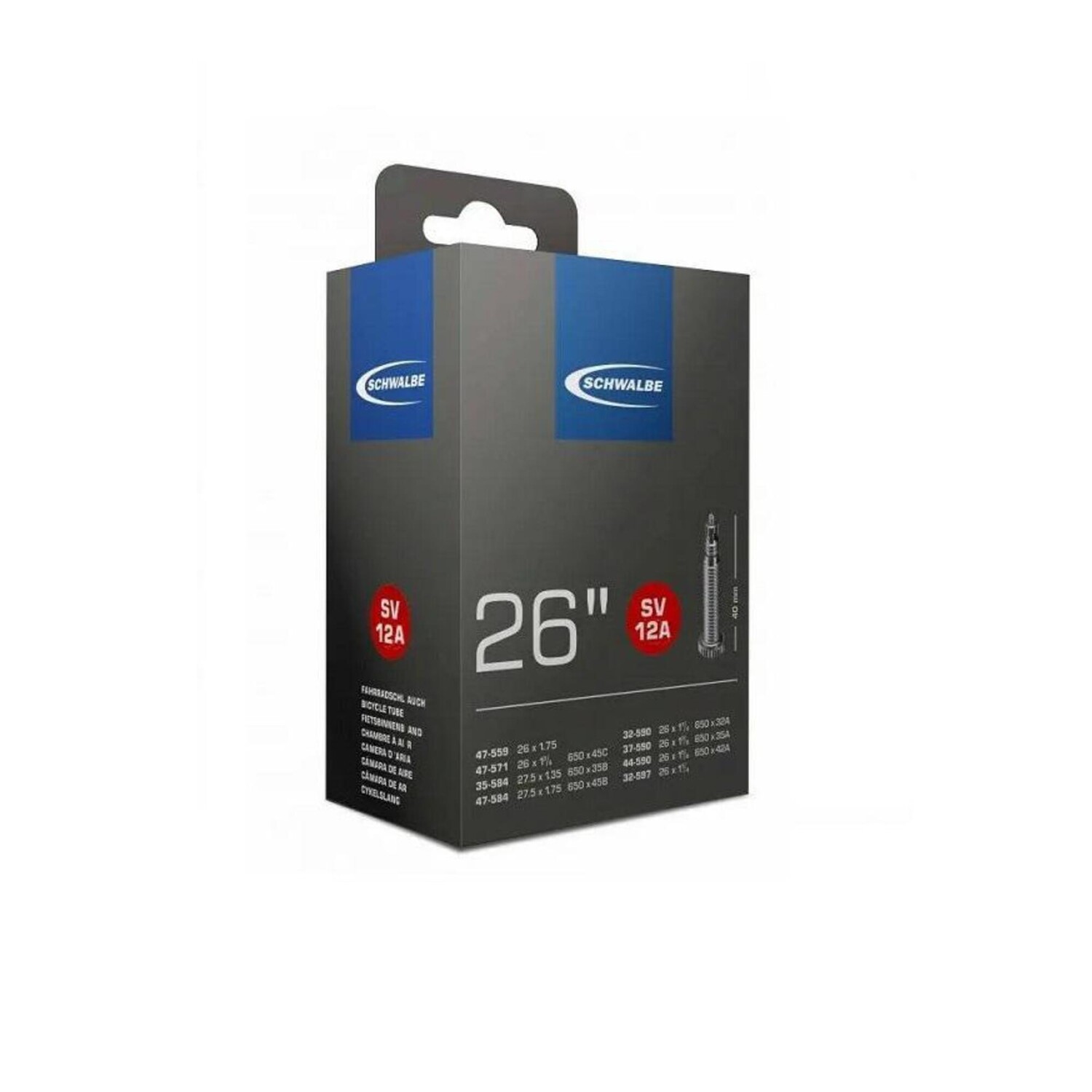 

Шланг № 12А 26 дюймов SCHWALBE, черный / черный / черный