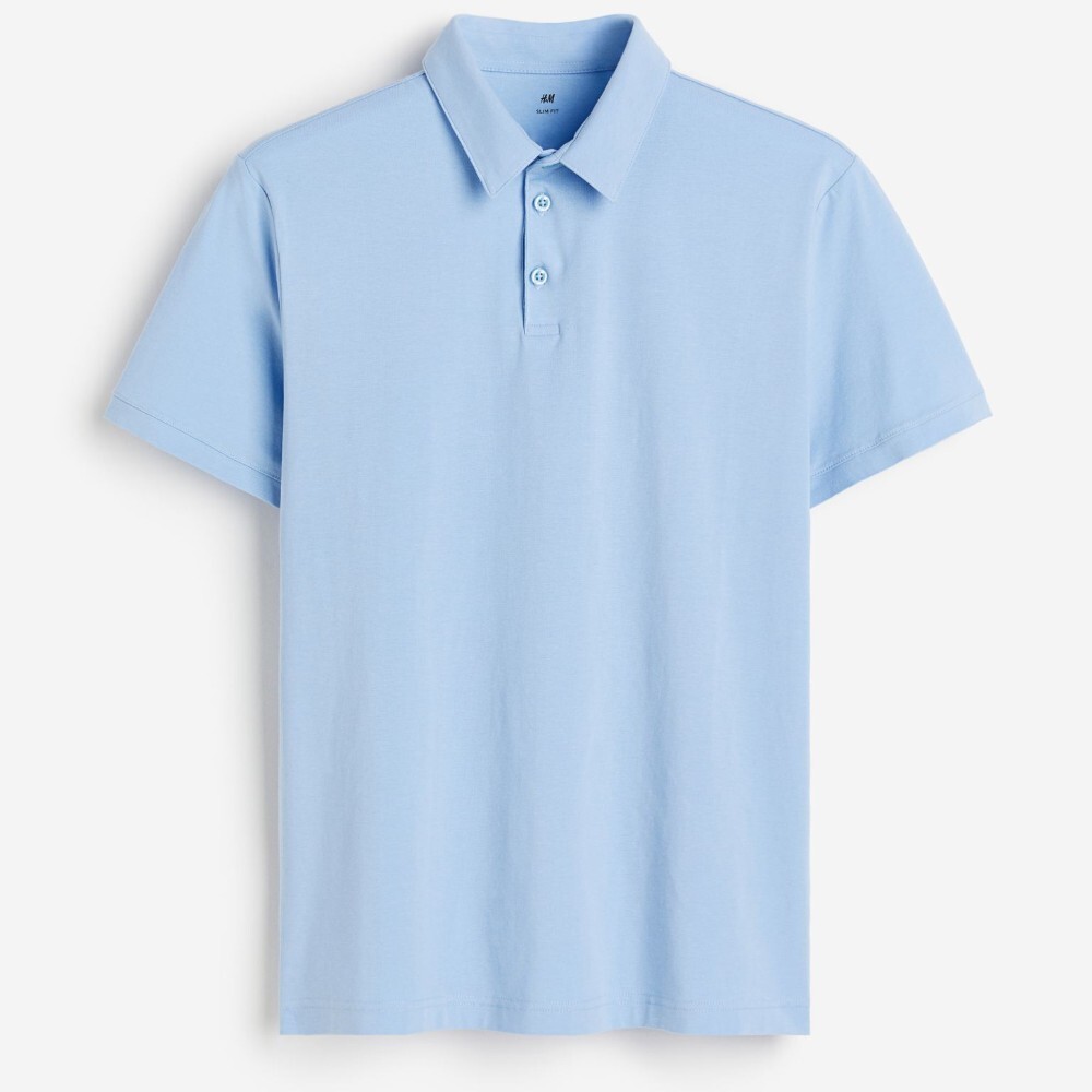 

Футболка поло H&M Slim Fit, голубой