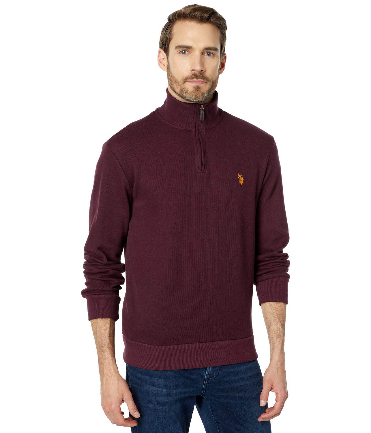 

Пуловер U.S. POLO ASSN., Long Sleeve 1/4 Zip Flatback, Коричневый