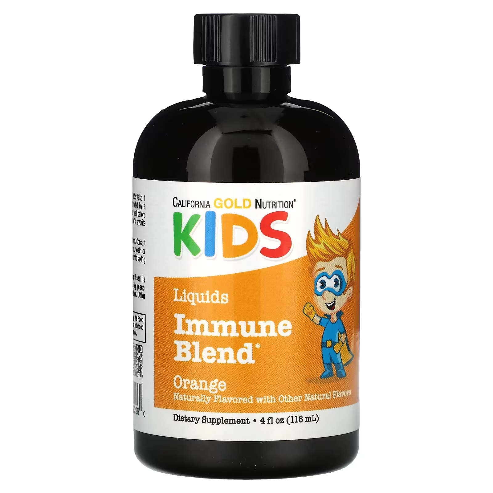 California Gold Nutrition Жидкая иммунная смесь для детей без алкоголя, со вкусом апельсина, 4 жидких унции (118 мл)