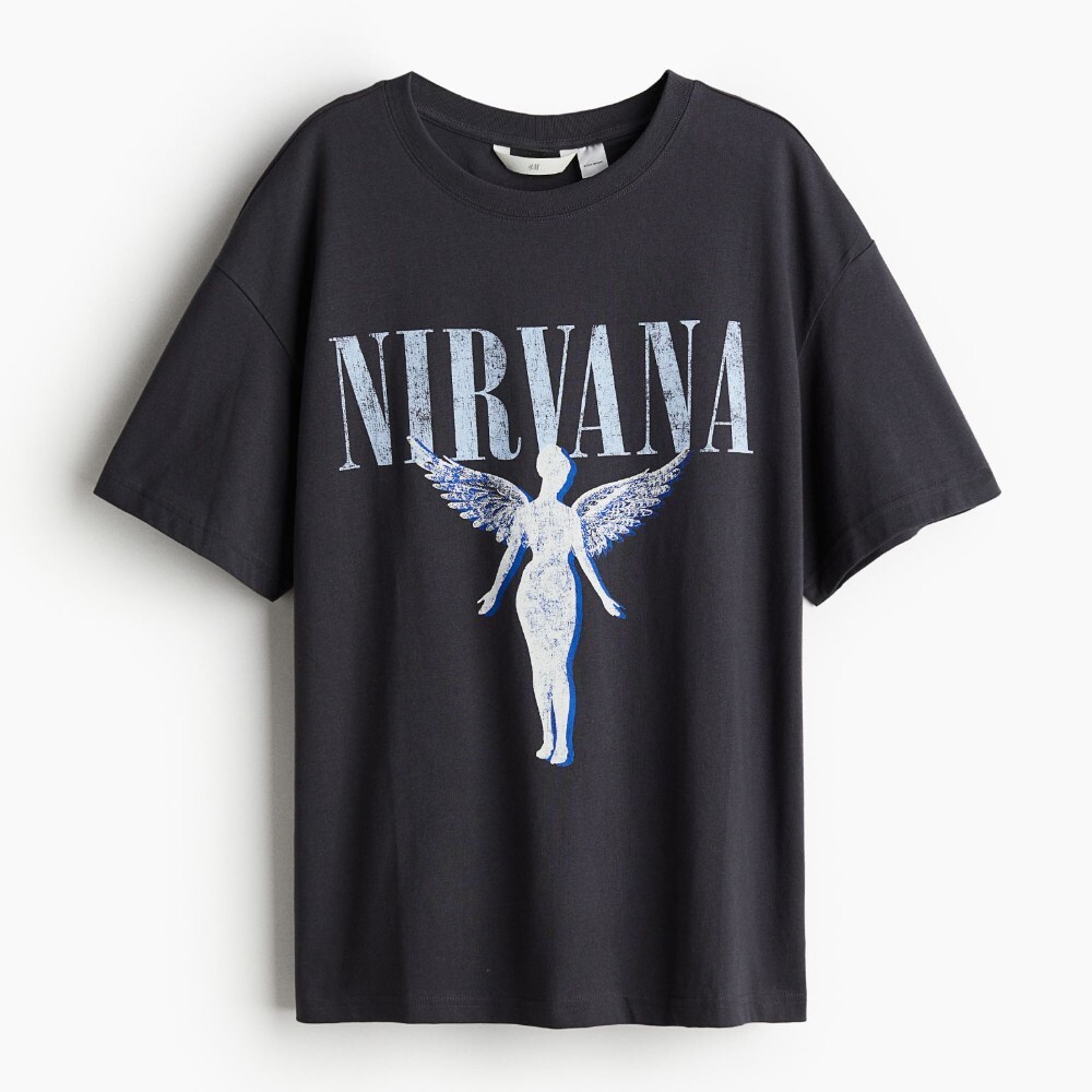 

Футболка H&M Printed Nirvana, темно-серый