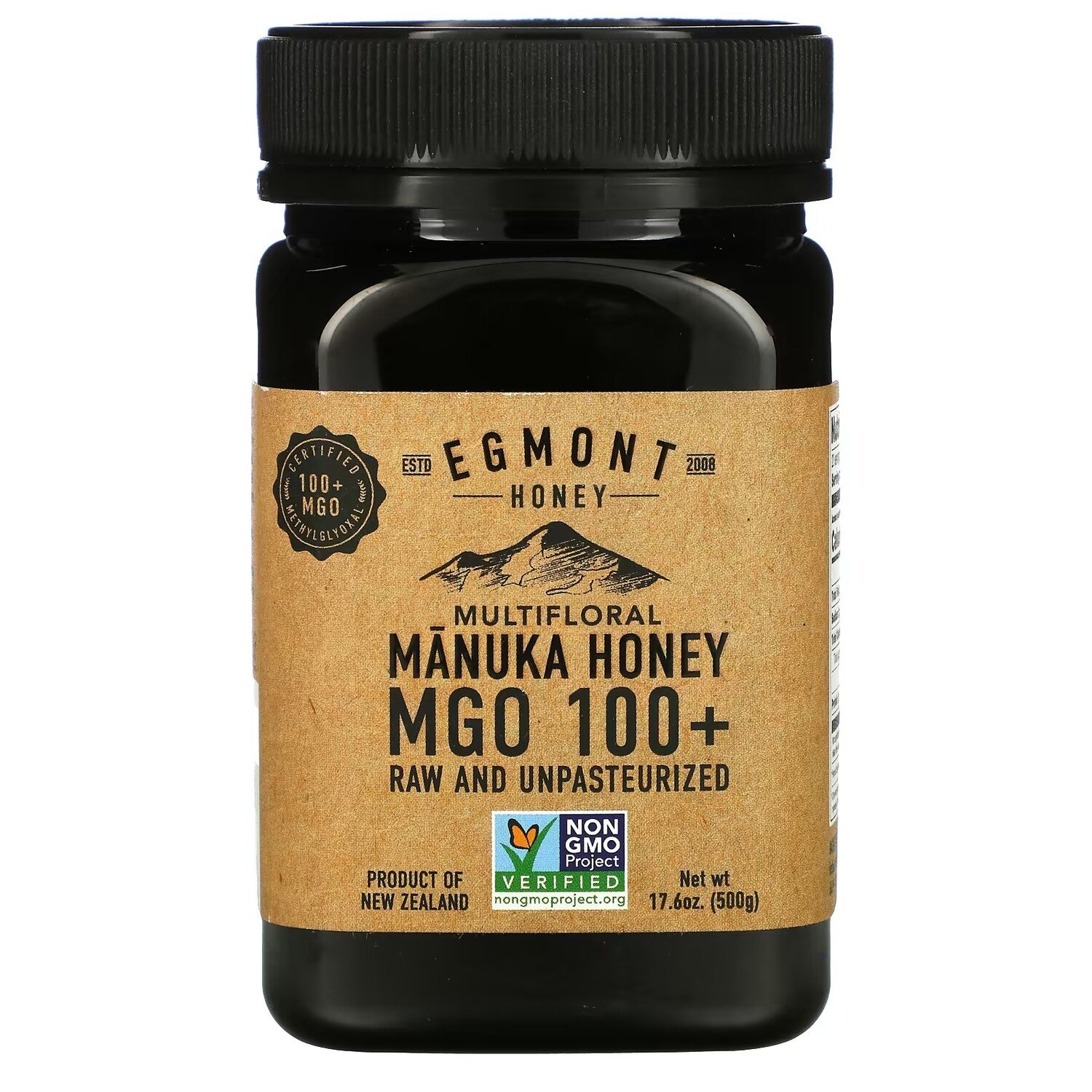 

Egmont Honey Многоцветковый мед манука сырой и непастеризованный MGO 100+, 500 г