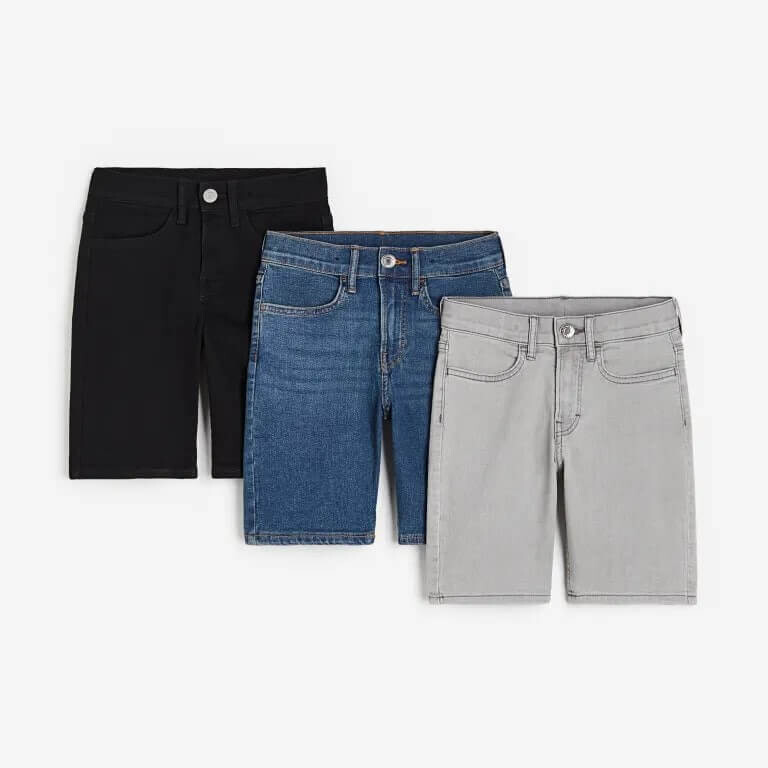 

Комплект из трех джинсовых шорт H&M, синий/серый/черный