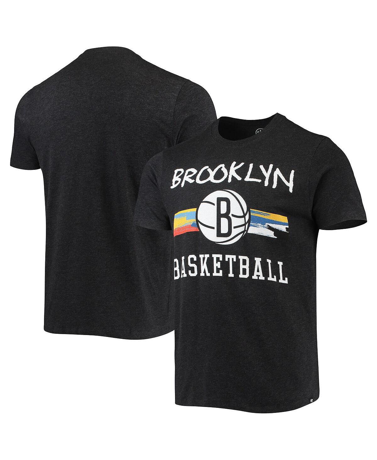 Мужская черная футболка brooklyn nets city edition club '47 Brand, мульти window nets left