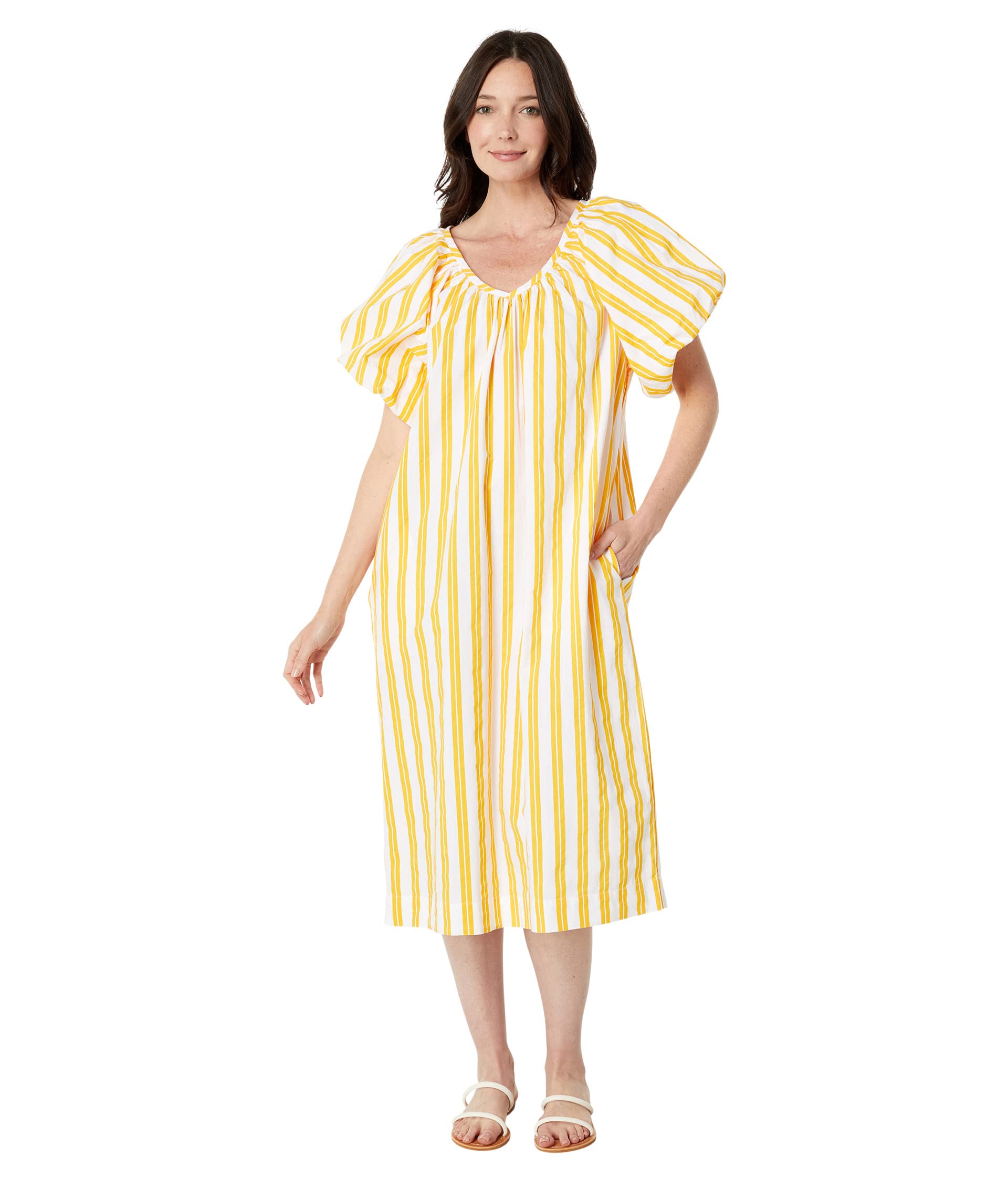 Платье SUNDRY, Stripe Woven Midi Dress