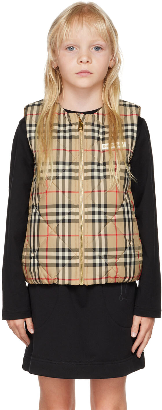 

Детский бежевый жилет в клетку Burberry