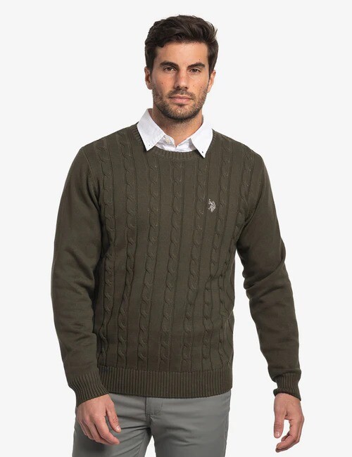 

Свитер U.S. Polo Assn. Cable Crew Neck, зеленый