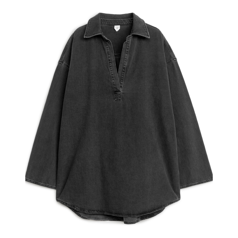 Туника Arket Denim, черный стеганое тканое пальто свободного кроя со съемным поясом corneliani черный