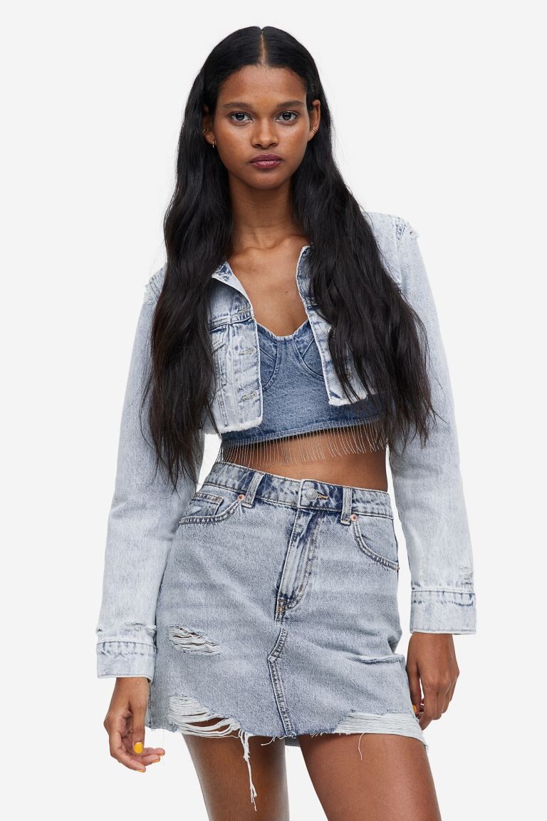 

Джинсовая мини-юбка H&M, светло-синий деним