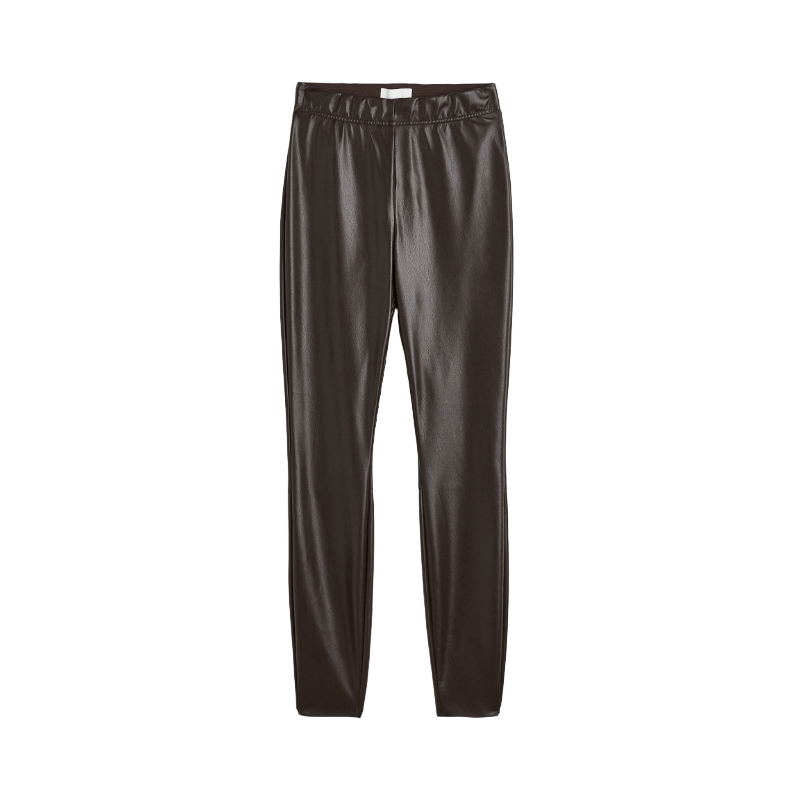 Брюки H&M High Waist, темно-коричневый женские бархатные леггинсы до щиколотки теплые облегающие брюки с высокой талией и эффектом пуш ап весна осень 2021