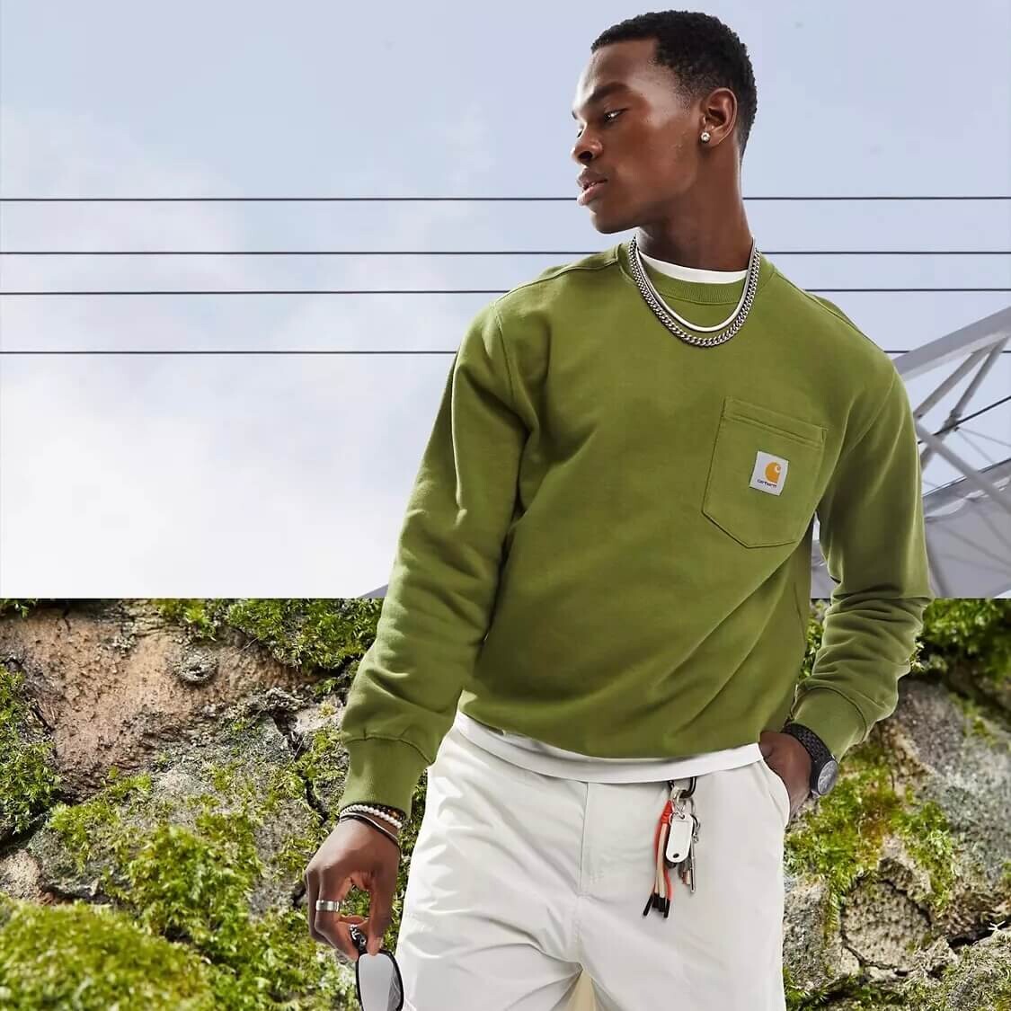 

Свитшот Carhartt WIP Pocket, зеленый