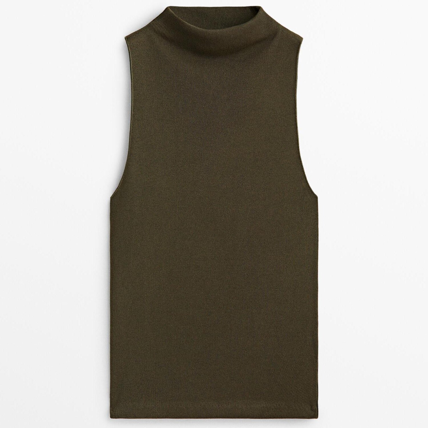 

Топ Massimo Dutti Sleeveless Mock Turtleneck Ribbed, темно-зеленый