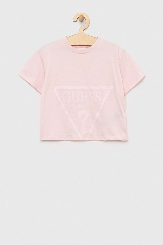 

Детская хлопковая футболка Guess, розовый