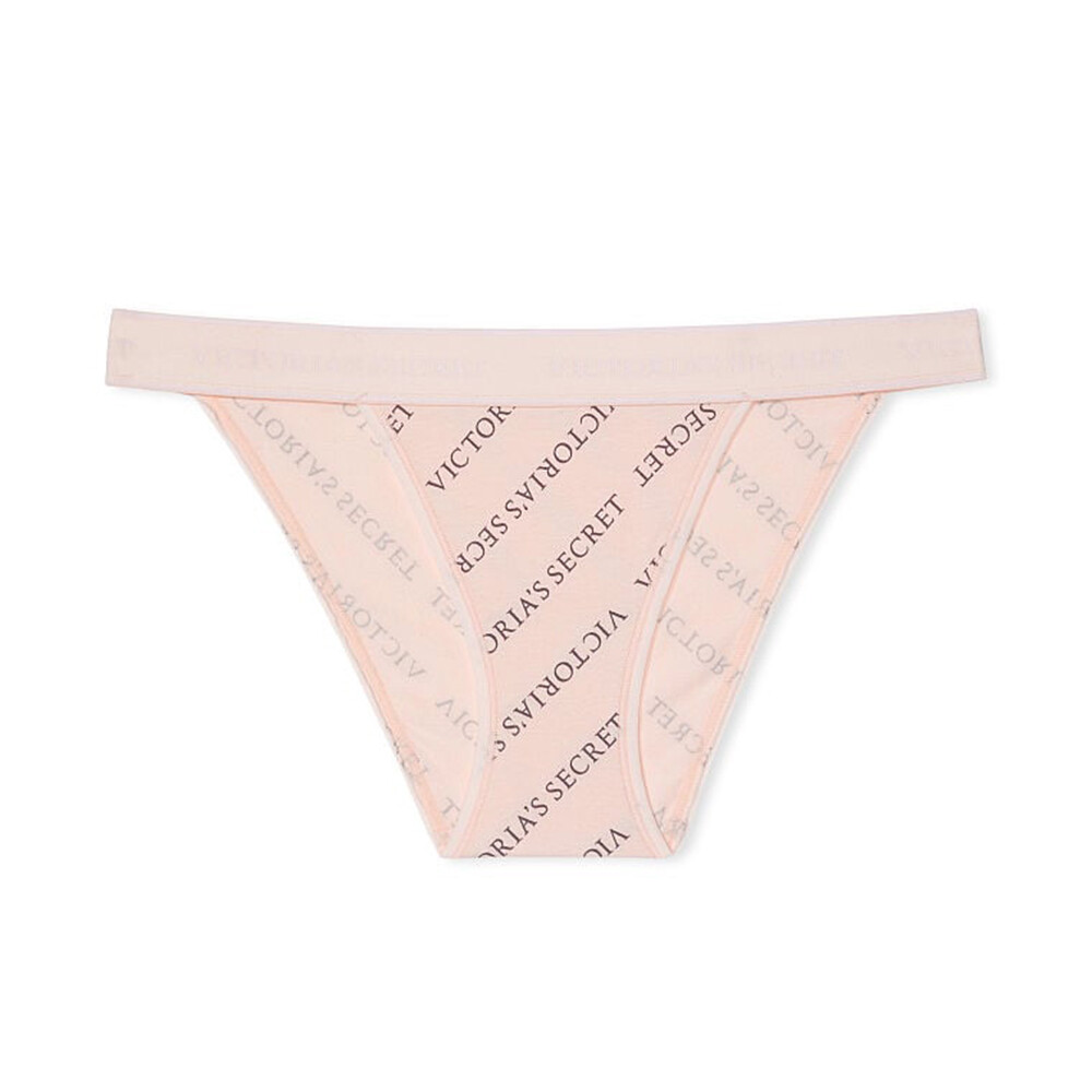 

Трусы Victoria's Secret Logo Cotton Tanga, натуральный розовый