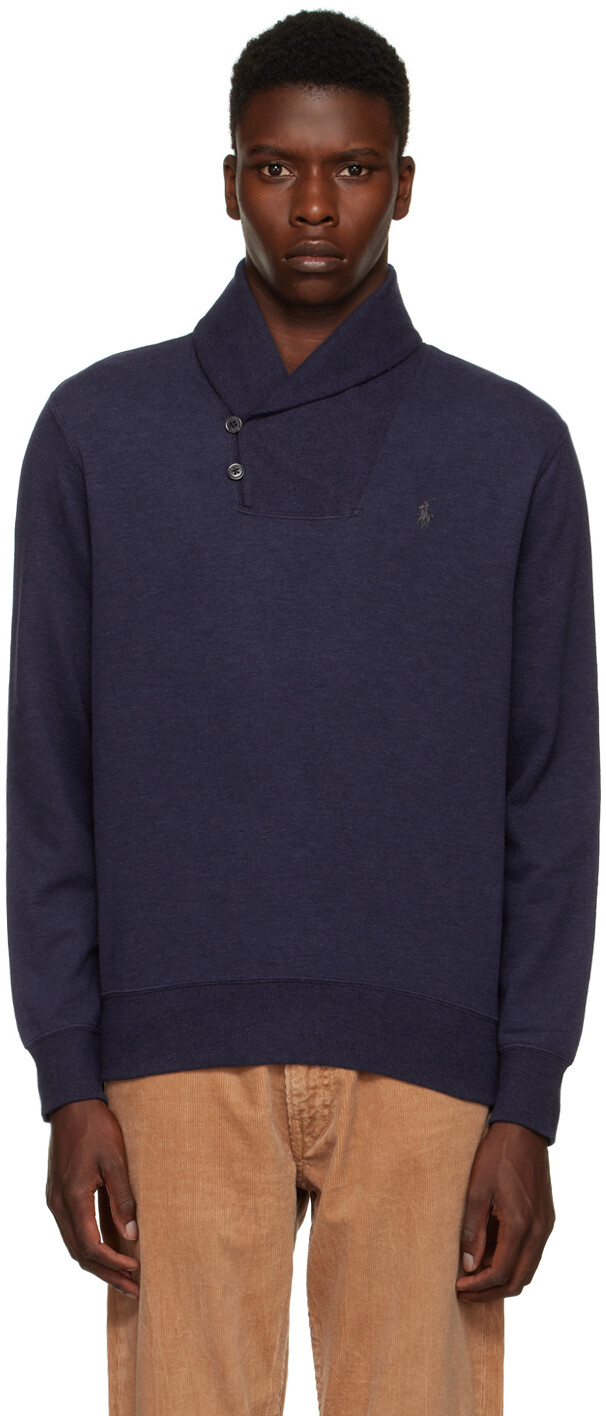 

Темно-синий свитер с отложным воротником Polo Ralph Lauren
