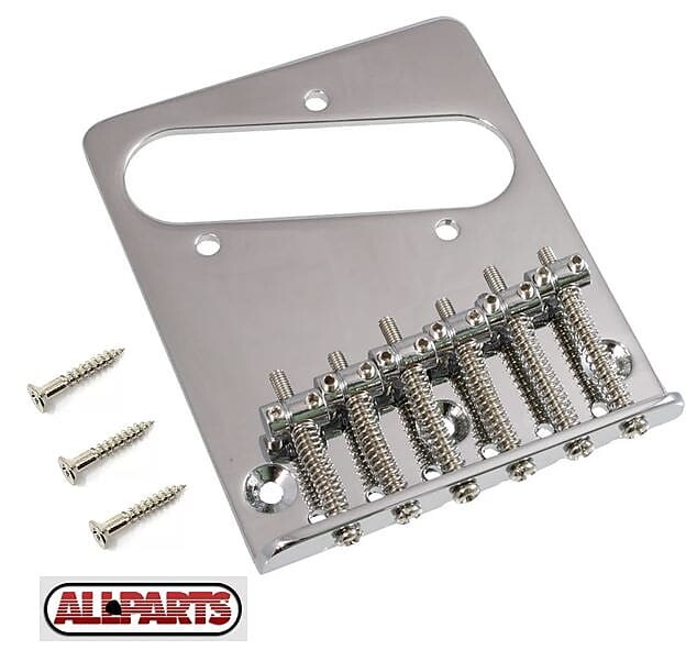 

Allparts 6 Перемычка с верхней загрузкой седла для импортного Fender Tele - Chrome TB-5034-010 TB-5034-010 Allparts 6 Saddle Top Load Tele Bridge