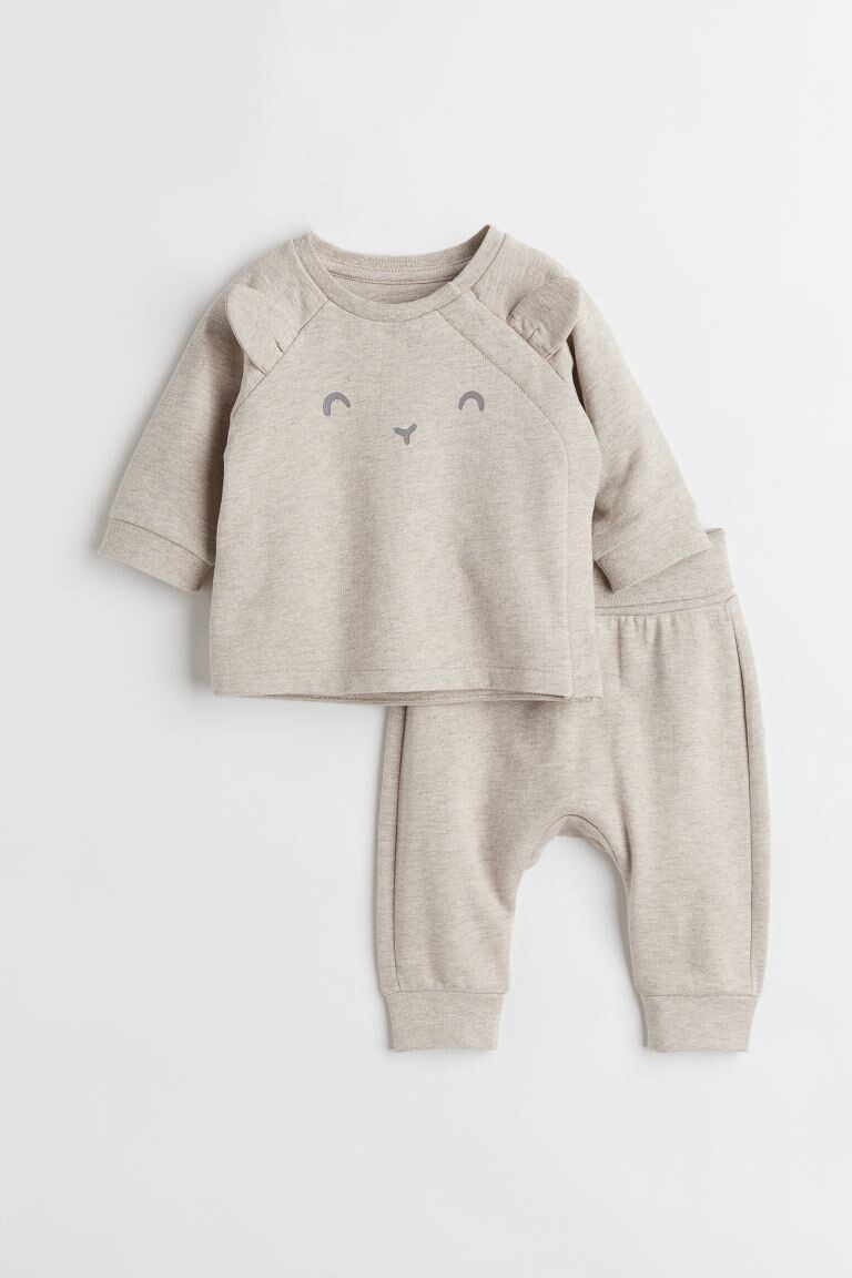 

Комплект из 2 предметов из хлопка H&M, светло-бежевый меланж