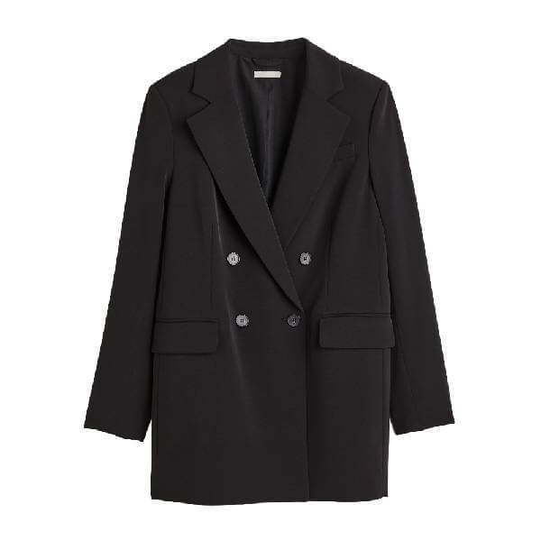 Пиджак H&M Double-breasted Jacket, черный