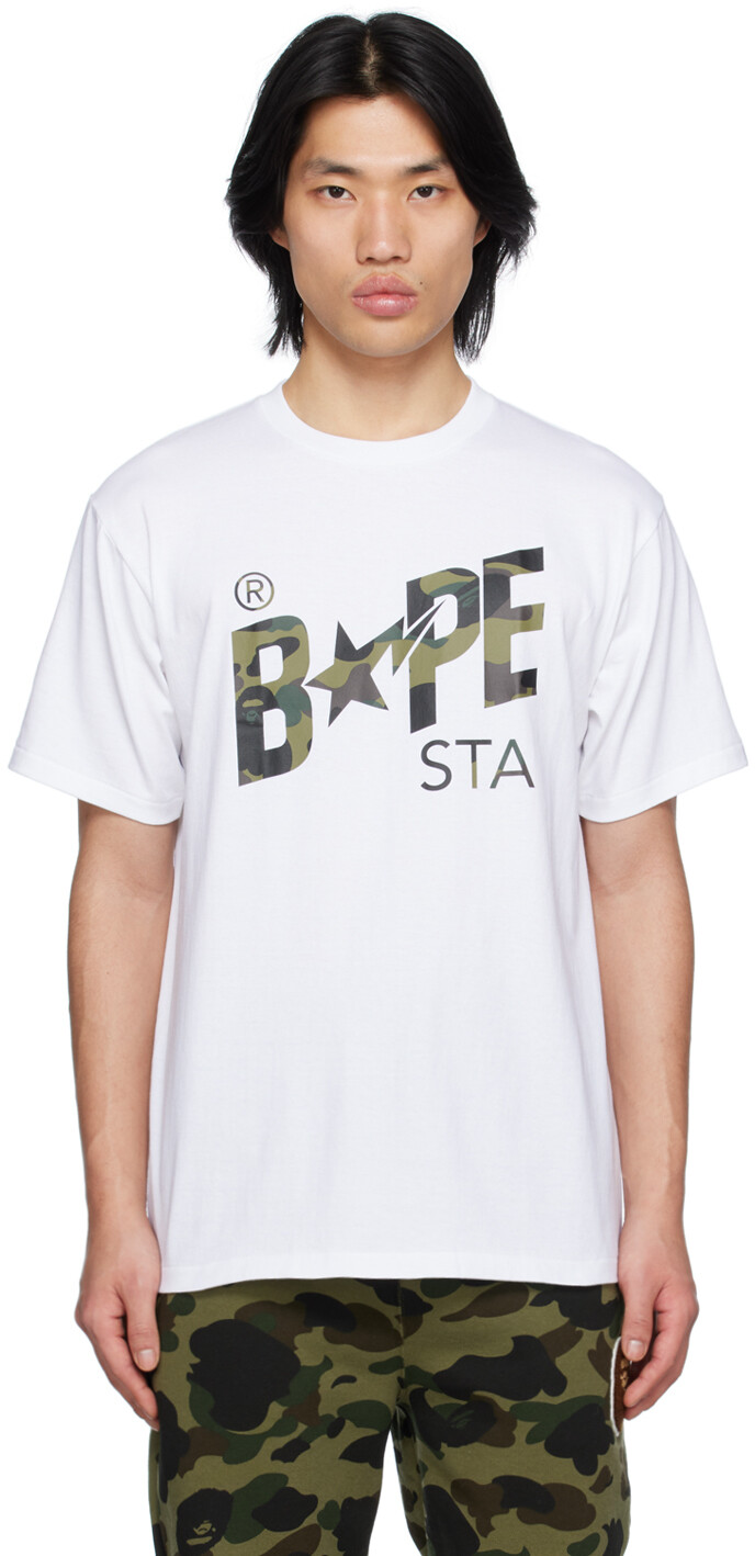 

Белая футболка STA с камуфляжным принтом BAPE, Белый