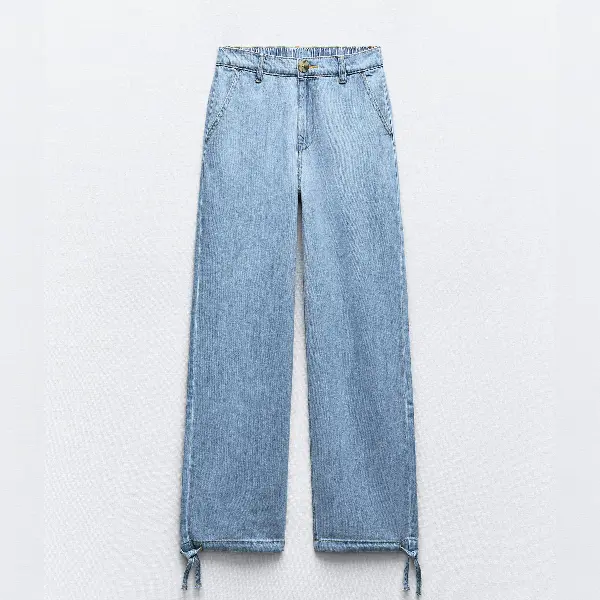 

Джинсы Zara Z1975 High-waist Jogger With Drawstring Hems, голубой