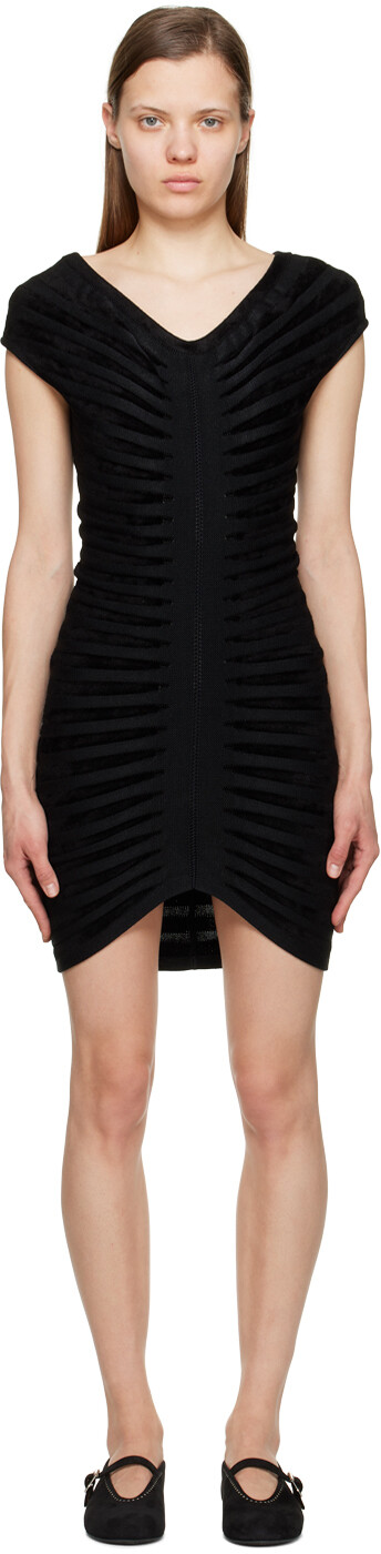 

Черное мини-платье в полоску ALAÏA